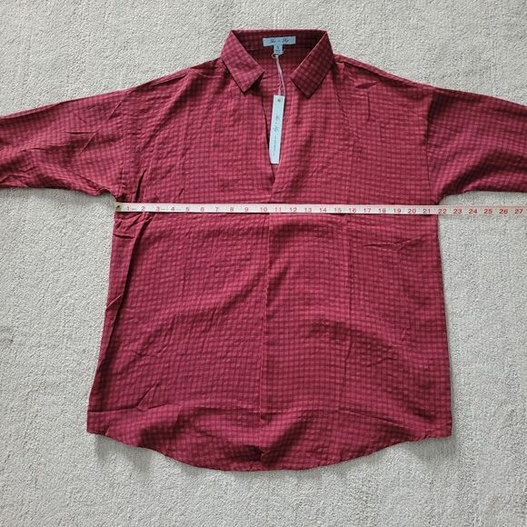 3/$15 She and Sky Red Plaid Shirt - Picture 3 of 6